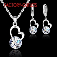 925 sterling silver bridal jewelry sets fashion jewelry romantic heart shape round crystal women girls engagement anniversary