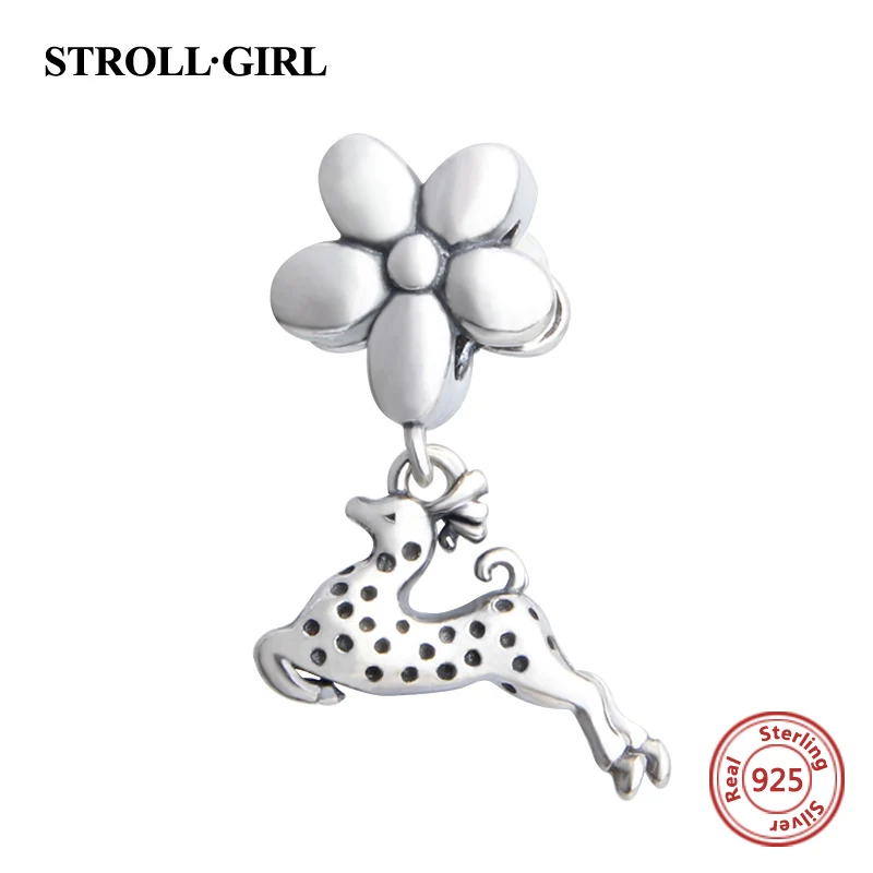 Strollgirl 925 Серебряные шарики DIY Craft Подвески коллекции животных собака кошка панда Лев лошадь Fit Аутентичные Пандора браслеты ювелирные изделия