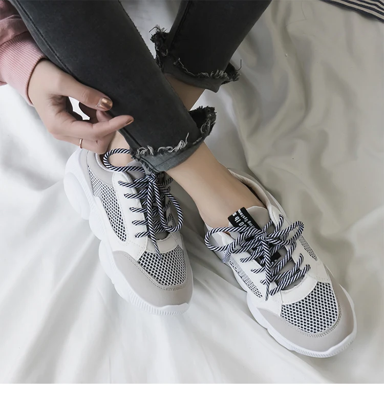 Женские кроссовки; коллекция года; basket femme tenis feminino; белые туфли на платформе; женские кроссовки с круглым носком и кружевом; женская летняя обувь