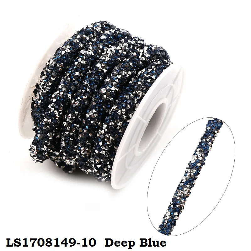 deep blue 1 ярд, цветные полимерные полые Стразы для шлангов, шнур для браслетов DIY, аксессуары для ювелирных изделий, вечерние украшения для рукоделия - Цвет: deep blue
