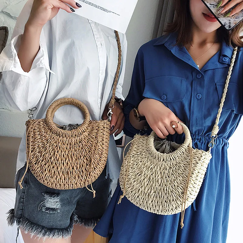 Модные полукруглые ранцы ручной работы из искусственного ротанга летние женские