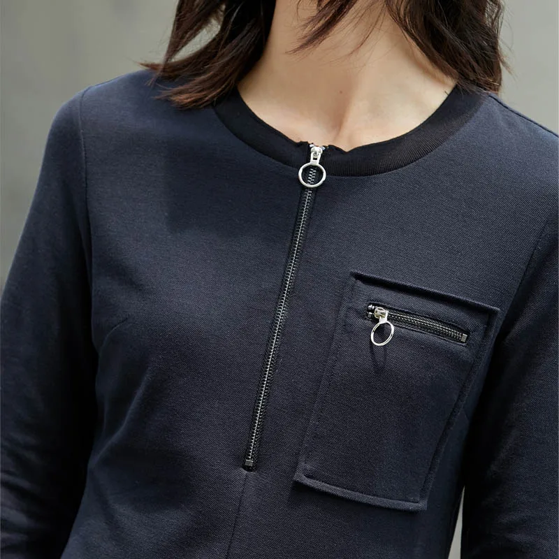 Amii Повседневное женское платье 2018 новая линия Crewneck колена Высокая талия с