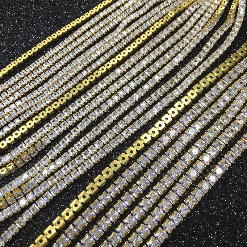 

Square zirconium claw chain gold dense chain tip bottom transparent zirconium diamond claw diamond costume accessories