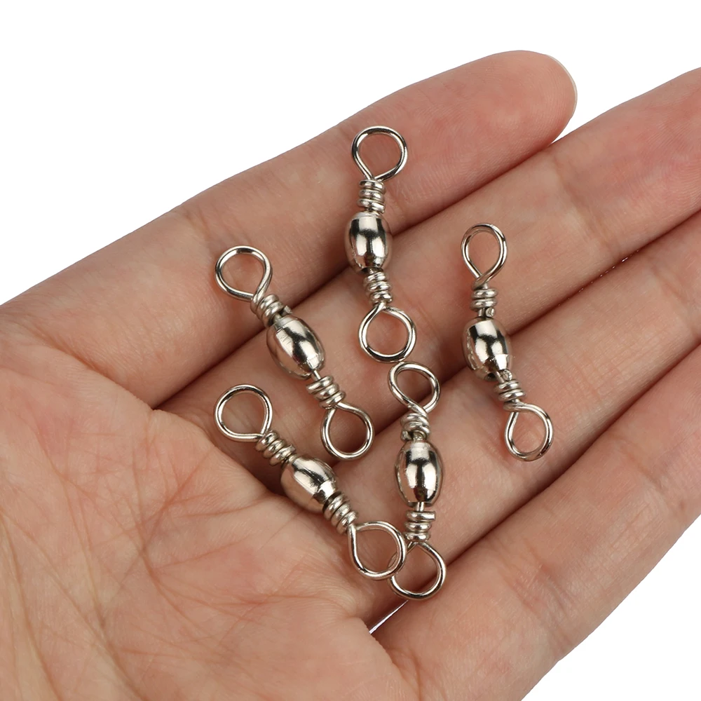 Goture 200pcs/lot Rolling Barrel Swivel Fishing Swivel Carbon Steel Sea Fishing Hook Fishing Hook Size 10, 8, 6, 4, 2, 1/0,