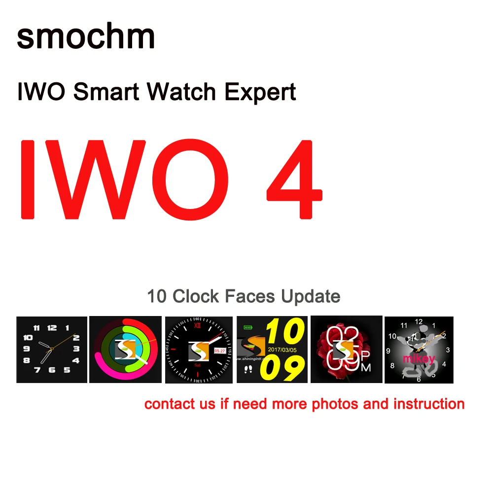 Smochm IWO 4 Bluetooth Смарт-часы с кожаным ремешком пульсометр кровяное давление 10