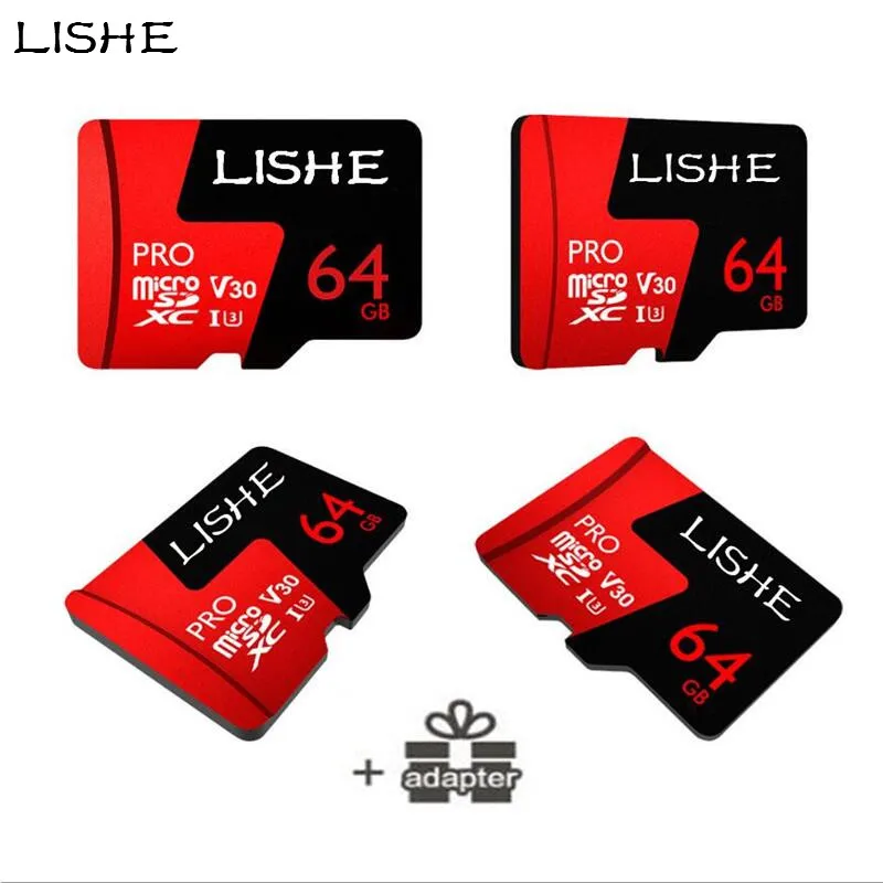 Высокая скорость LISHE Micro SD Card 64 ГБ 128 Class 10 U3 карты памяти TF флэш Microsd для