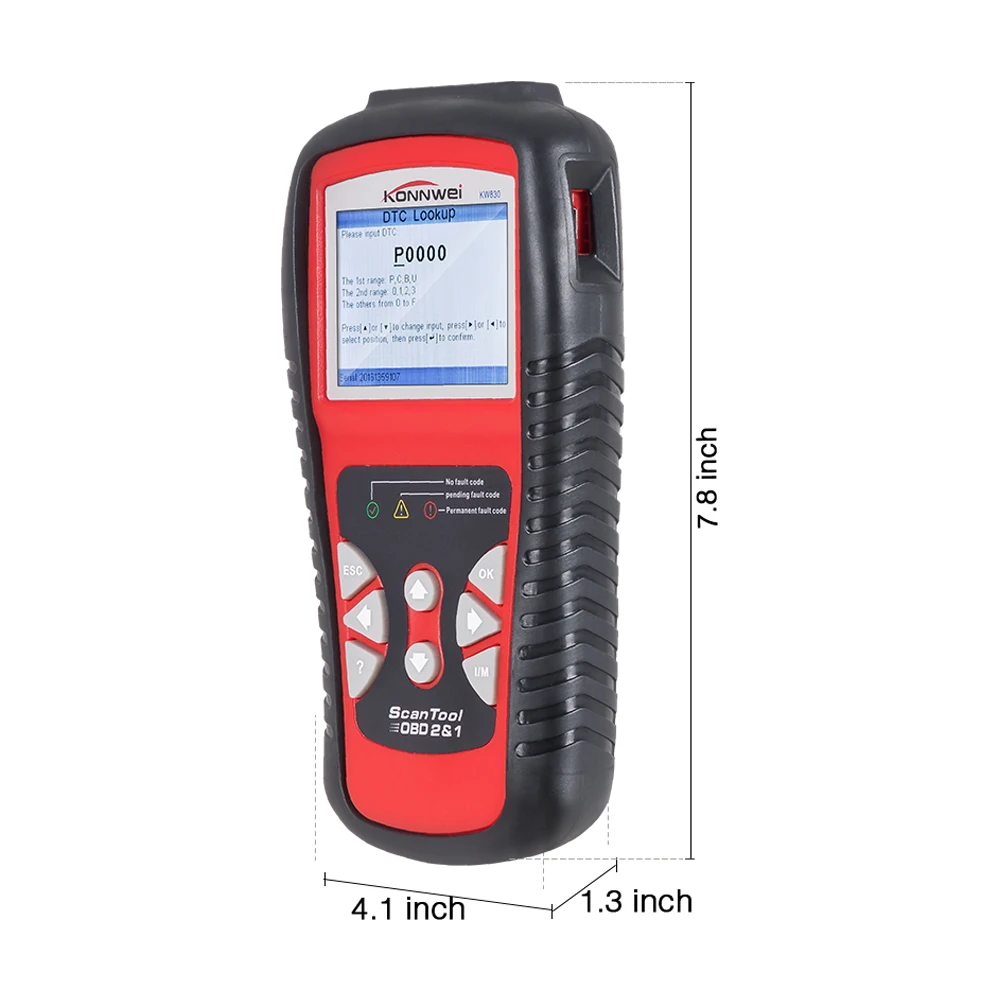 Автомобильный сканер KONNWEI KW830 OBD2 / EOBD для диагностики автомобиля автомобильный