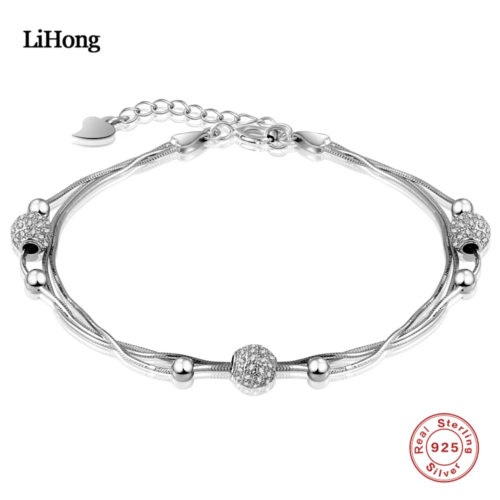 

Charm Jewelry 925 sterling silver bracelet Beads lovely lucky woman bracelet 100% silver