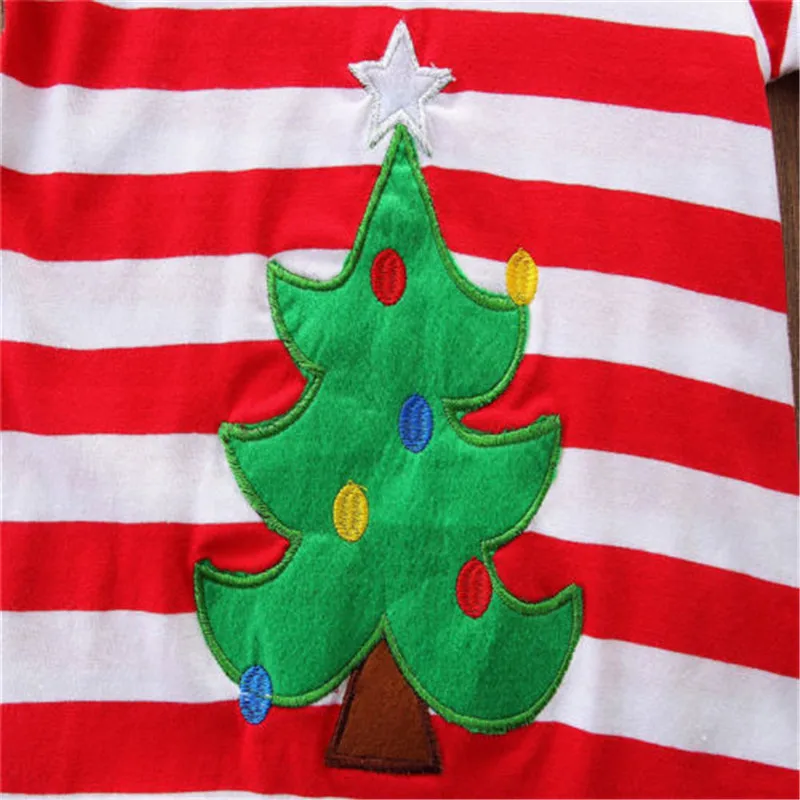 Christmas Toddler Kids Baby Girls Striped Dress Long Sleeve Dresses Clothes 1-6T pudcoco xmas Princess | Детская одежда и обувь