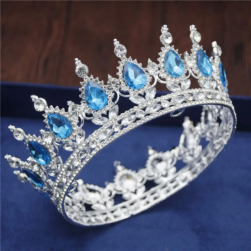 Silver Light Blue Хрустальные винтажные королевские розы диадемы и короны для свадебного торжества выпускного вечера свадебные украшения для волос ювелирные изделия для волос аксессуары - Окраска металла: Silver Light Blue