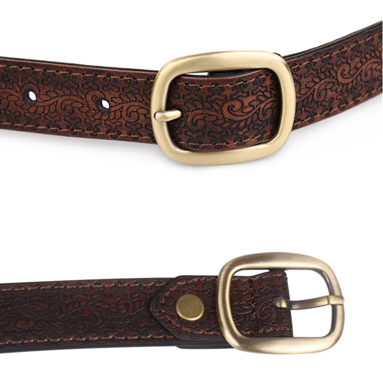 Ремень VOHIO женский с вышивкой модный пояс из натуральной кожи в народном стиле