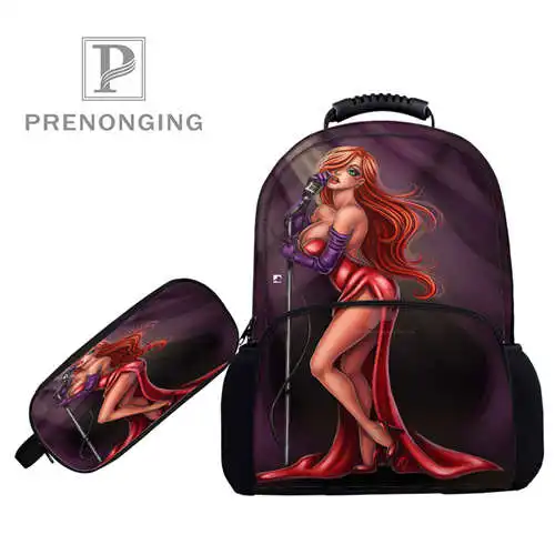 17 дюймовые рюкзаки jessica_rabbit сумки для ручек с 3D принтом школьные женские и мужские