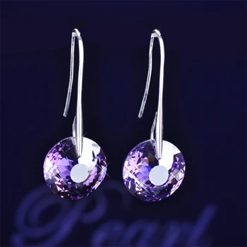 Серьги-кольца женские с австрийским кристаллом круглые ювелирные украшения