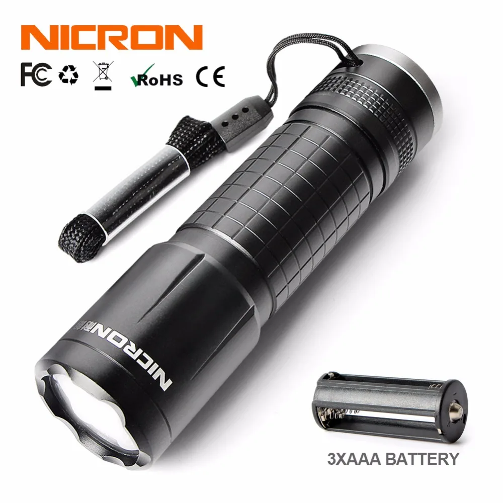 NICRON 3 Вт Высокая яркость фонарик водонепроницаемый IPX4 анти падение 150LM 3xaaa батарея