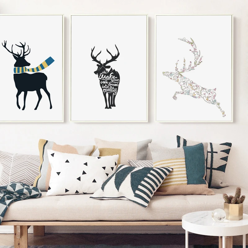 Простой абстрактный портрет животного оленя А4 холст Художественная живопись