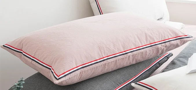Pink-1pc 1 шт. Подушка Чехол Nordic мыть хлопок белый/розовый/Серый цвет наволочка Спальня постельные принадлежности прямоугольник полосы Подушка Чехол 48*74 см - Цвет: Pink-1pc