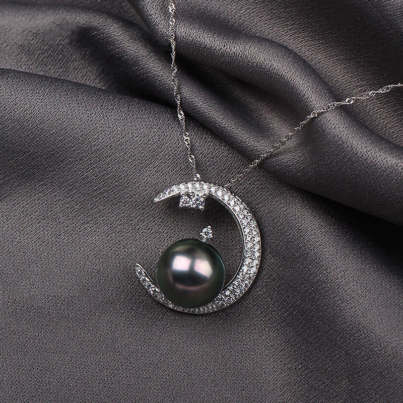 AINUOSHI 925 стерлингового серебра Луна Форма ожерелье Подвески натуральный Южное