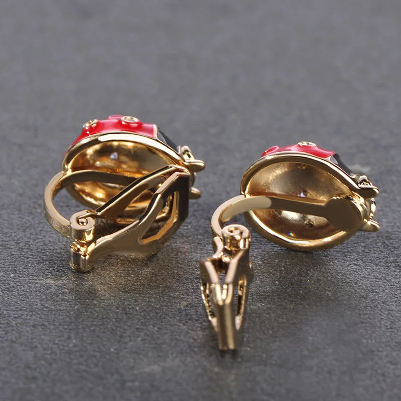 Женские серьги-клипсы с красной эмалью золотого цвета | Украшения и аксессуары