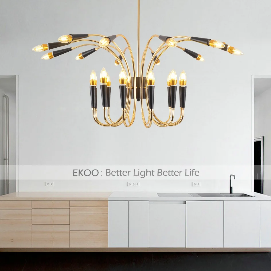 EKOO 24 Lights American minimalist E12/14 LED Modern Chandelier For Living Room living room dining bedroom | Лампы и освещение