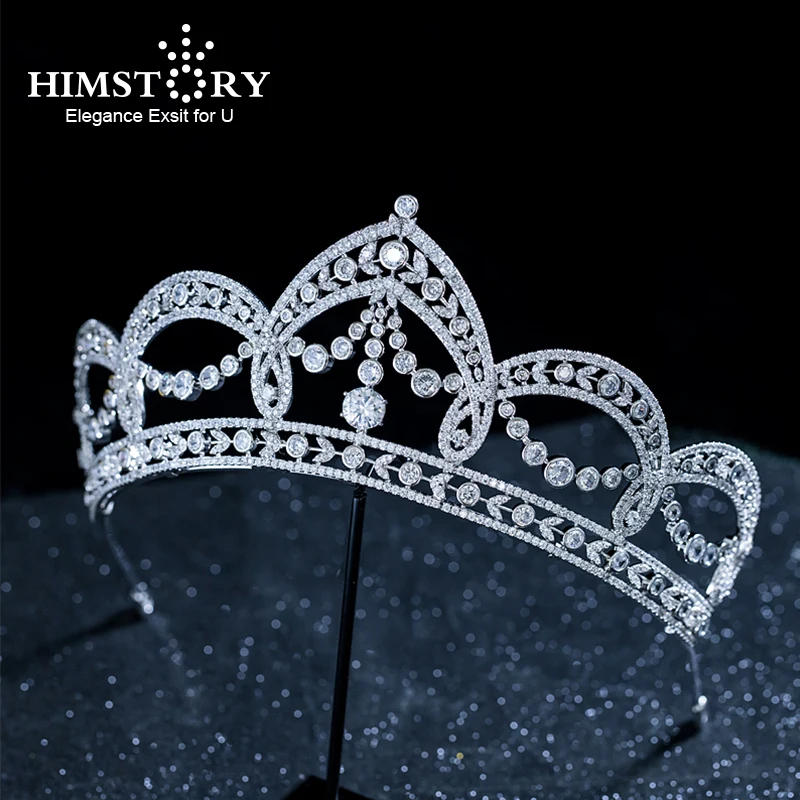Himstory винтажные королевские фианиты тиары короны AAA + Циркон Свадебная повязка