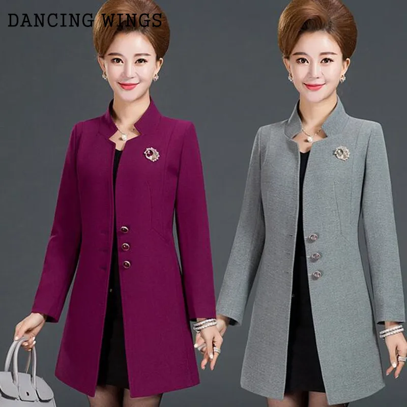 Размера плюс L 5XL моды для мужчин и женщин среднего возраста Женские Тренч узкое