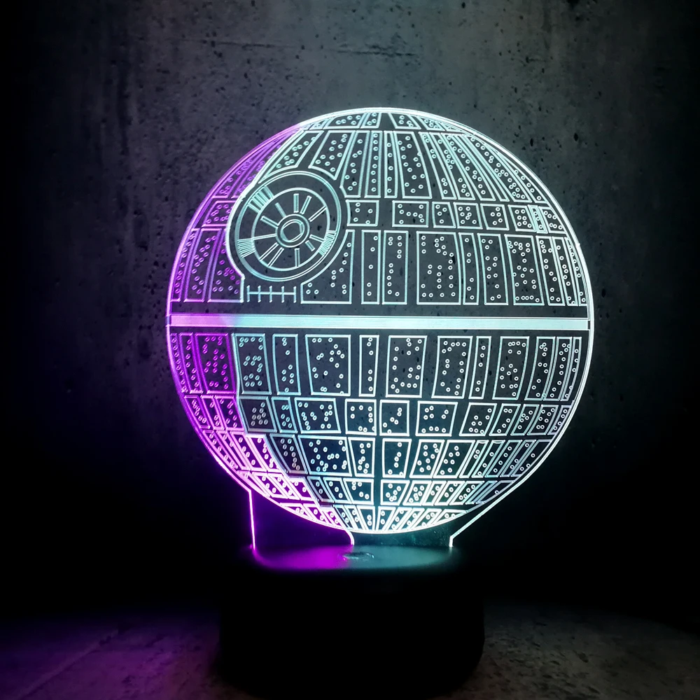 Креативная лампа Звездные войны Фигурка Смерти звезда смешанный цвет ночник 3D