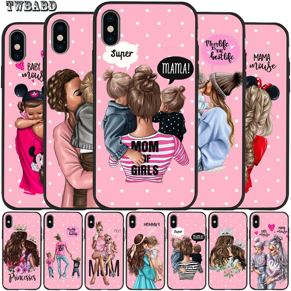 Супер I Love Mama мышь папа мама мальчик детский чехол для чехла iphone 8 7 X XS Max XR 6 7 8 плюс 5S SE мягкий чехол Etui