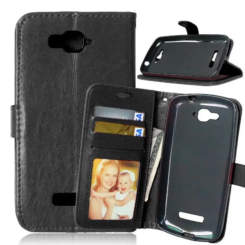 Роскошный чехол бумажник из искусственной кожи с откидной крышкой для Alcatel One Touch