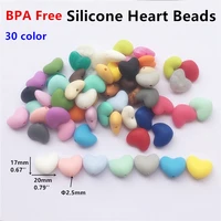 chenkai 100pcs bpa free silicone heart teether beads diy baby pacifier shower soother nursing necklace sensory toy accessory