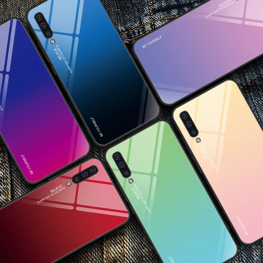 KEYSION градиент чехол из закаленного стекла для телефона Samsung Galaxy A50 A70 A40 A30 A20 A10 M30 M20