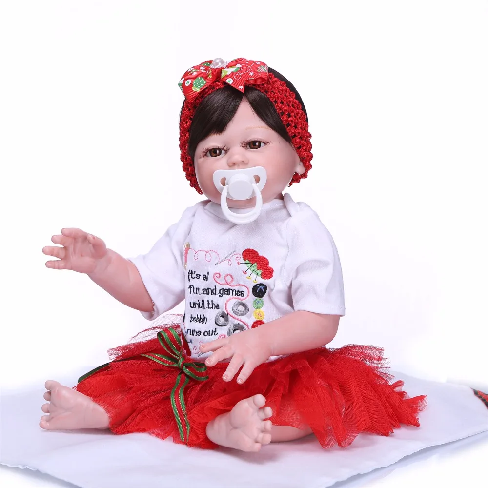 50 см силиконовые виниловые куклы Reborn Baby Girl в красном платье новый дизайн дети