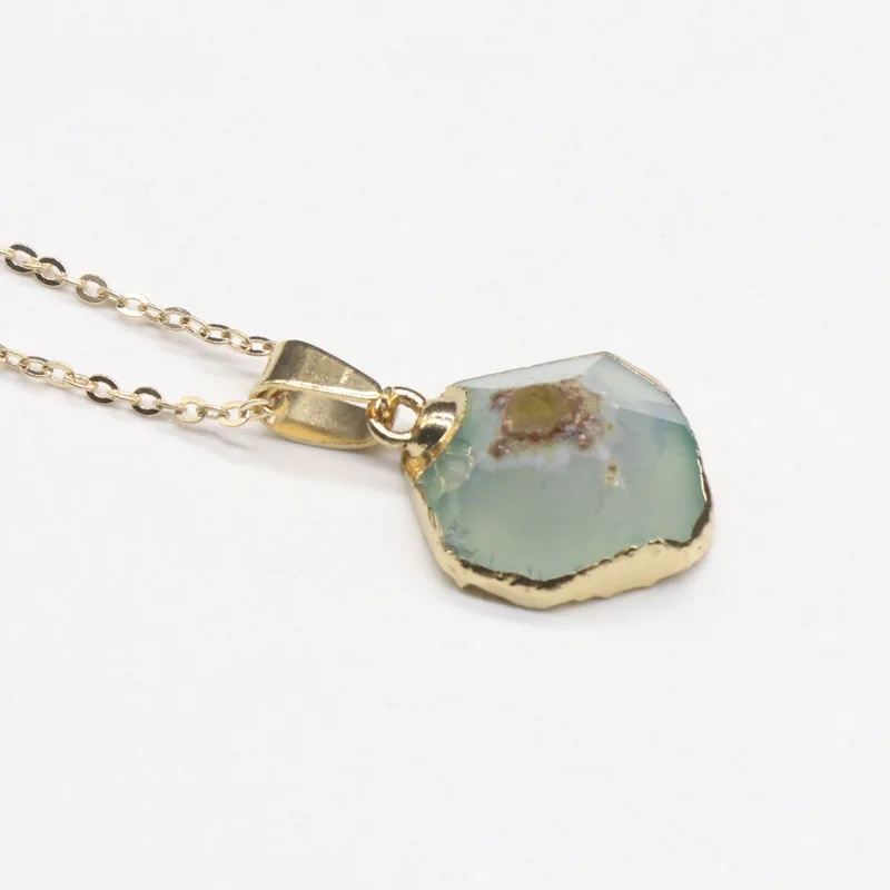 Light Green agate Ретро чакра камень кулон ожерелье Красочный Агаты кварц колье ожерелье s Исцеление баланс рейки натуральный Агаты ожерелье s Женщины - Окраска металла: Light Green agate