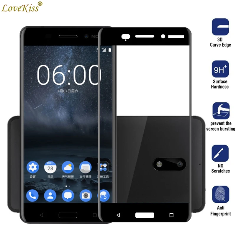 9H Full Cover Screen Protective Glass Film For Nokia 8 Nokia8 Protector Coverage Tempered Case | Мобильные телефоны и
