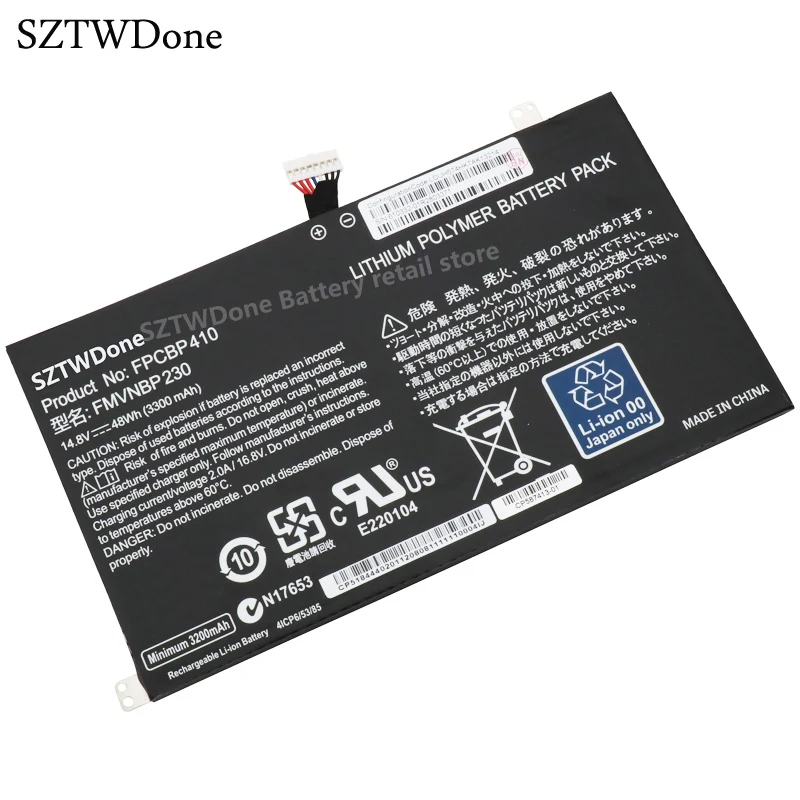 Аккумулятор SZTWDone FPCBP410 для ноутбука FUJITSU Lifebook UH574 UH554 FMVNBP230 FPB0304 4ICP6/53/85 14 8 в 48 Вт/ч 3300