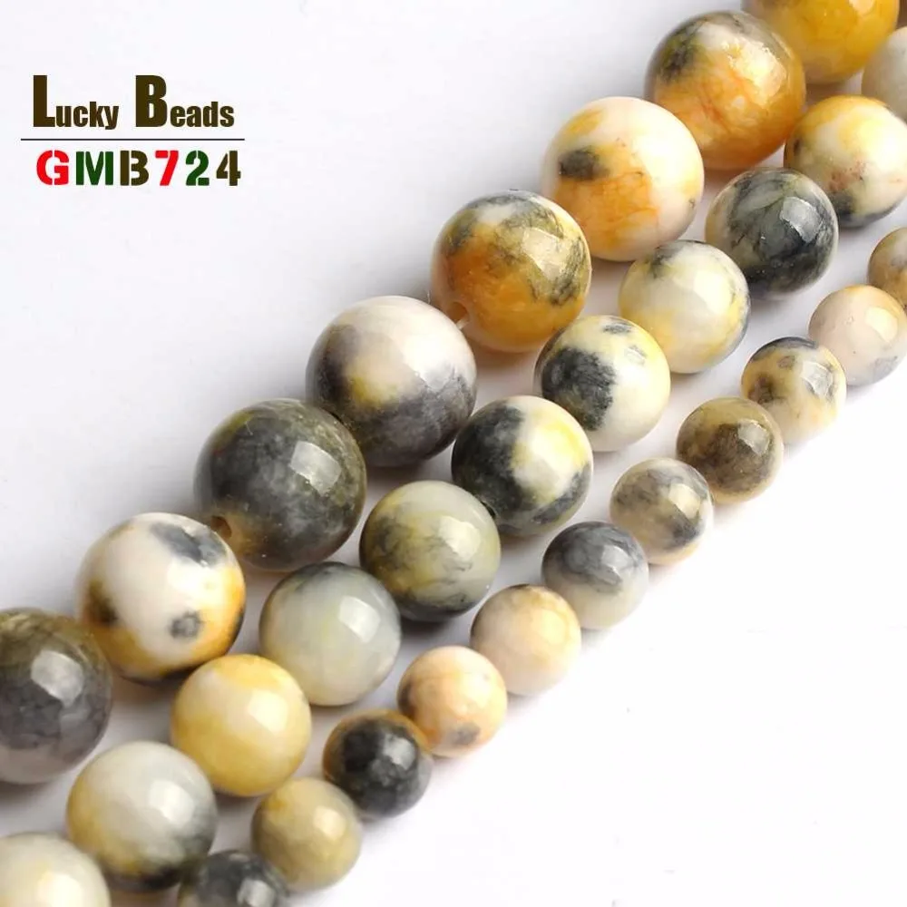 Бисер из натурального камня цветной облачный камень Нефритовый ручной работы