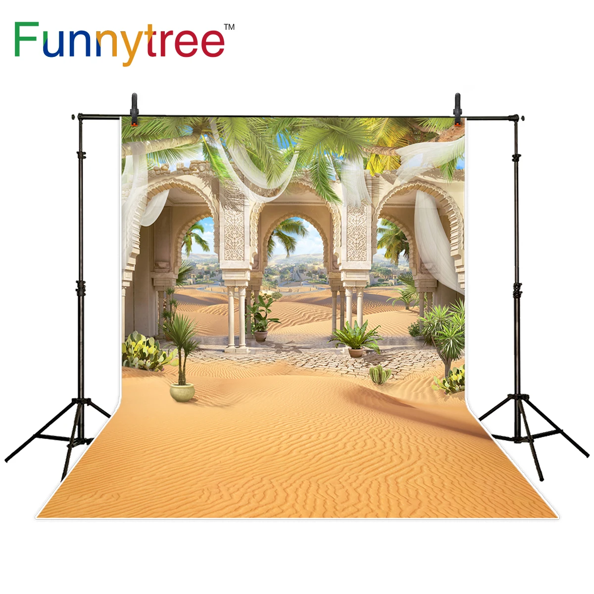 Фон для фотосъемки Funnytree восточные арки солнечные Горячие пустыни пальмы кактусы