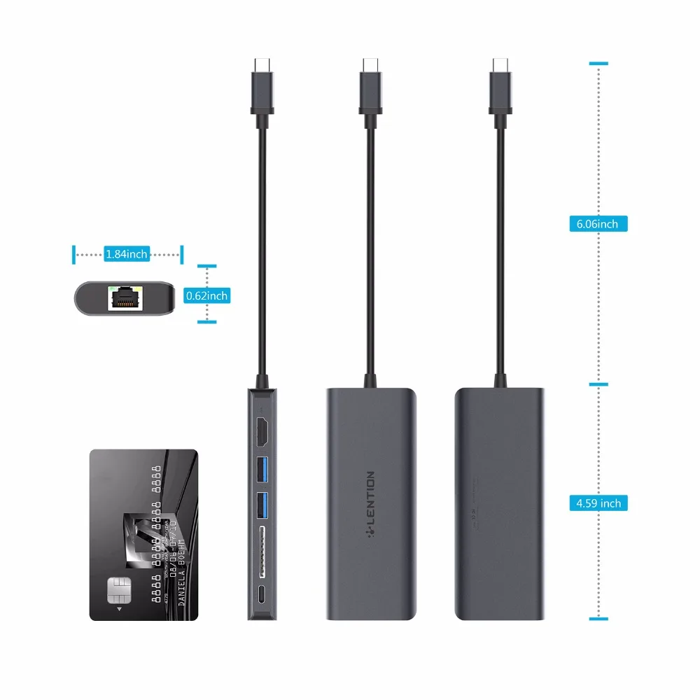 Lention USB C хаб все в одном 4 К 30 HzHDMI Card Reader RJ45 PD 3 0 Multi Порты и разъёмы сплиттер для MacBook