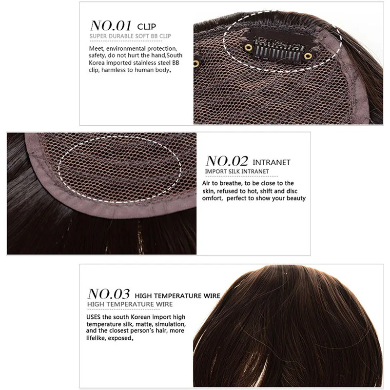 Gres Natural Straight Blunt Bangs Women Clip in Synthetic Hair Extensions Black/Brown Female Fringe Fake High Temperature Fiber