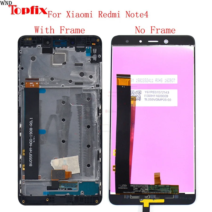 ЖК-дигитайзер с рамкой для Xiaomi Redmi Note 4 рабочий ЖК-экран в сборе сенсорный сменный