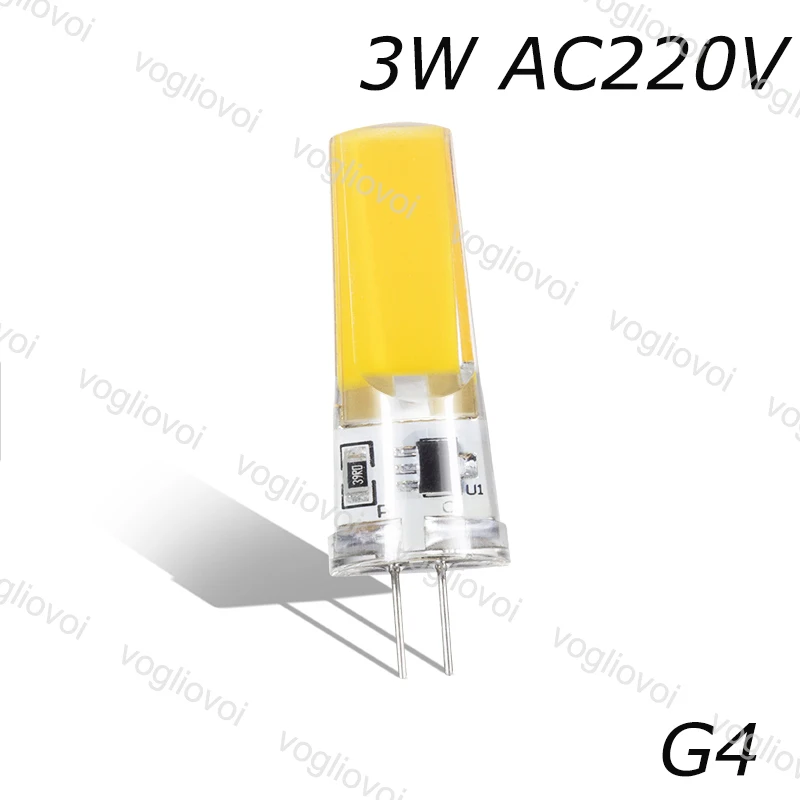Vogliovoi светодиодный G4 G9 Лампа 2 5 Вт 3 AC/DC 12 В 220 COB силиконовый 270 угол заменить