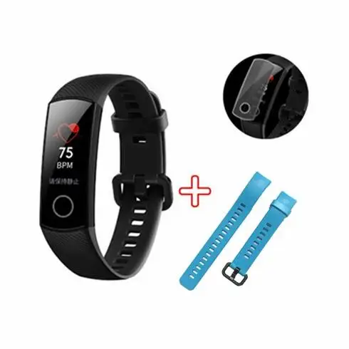 black-sky blue-film Умный Браслет huawei Honor Band 4 Amoled, цветной сенсорный экран 0,95 дюйма, для плавания, для обнаружения пульса и сна - Цвет: black-sky blue-film