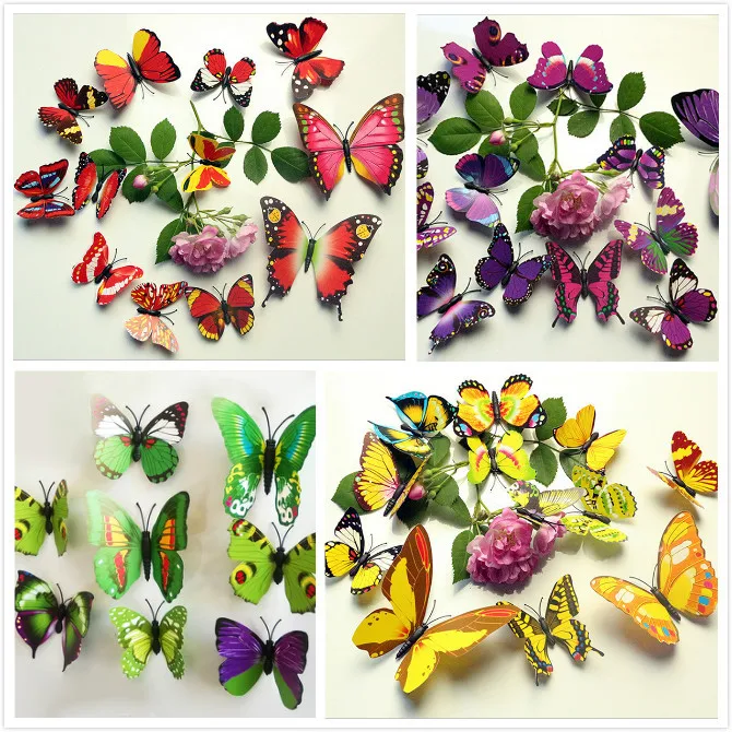 Красивая свадьба украшение украшения дома 3D бабочки стены стикеры магнит декоры