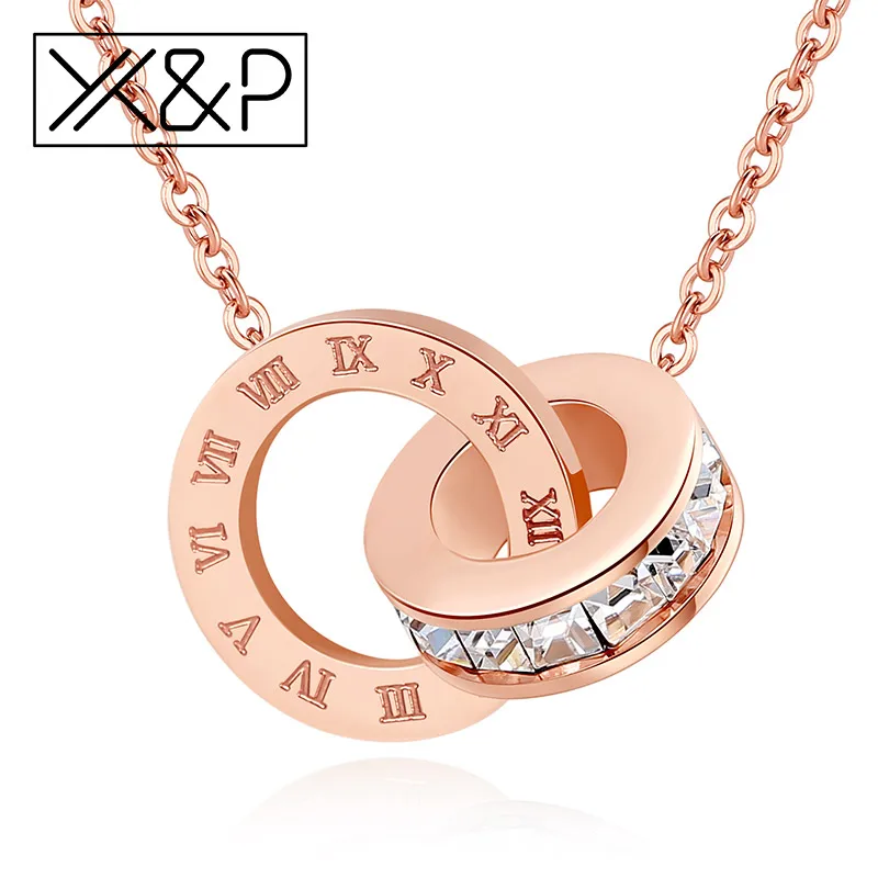 X & P модные роскошные золотые римские цифры длинное ожерелье с подвеской для