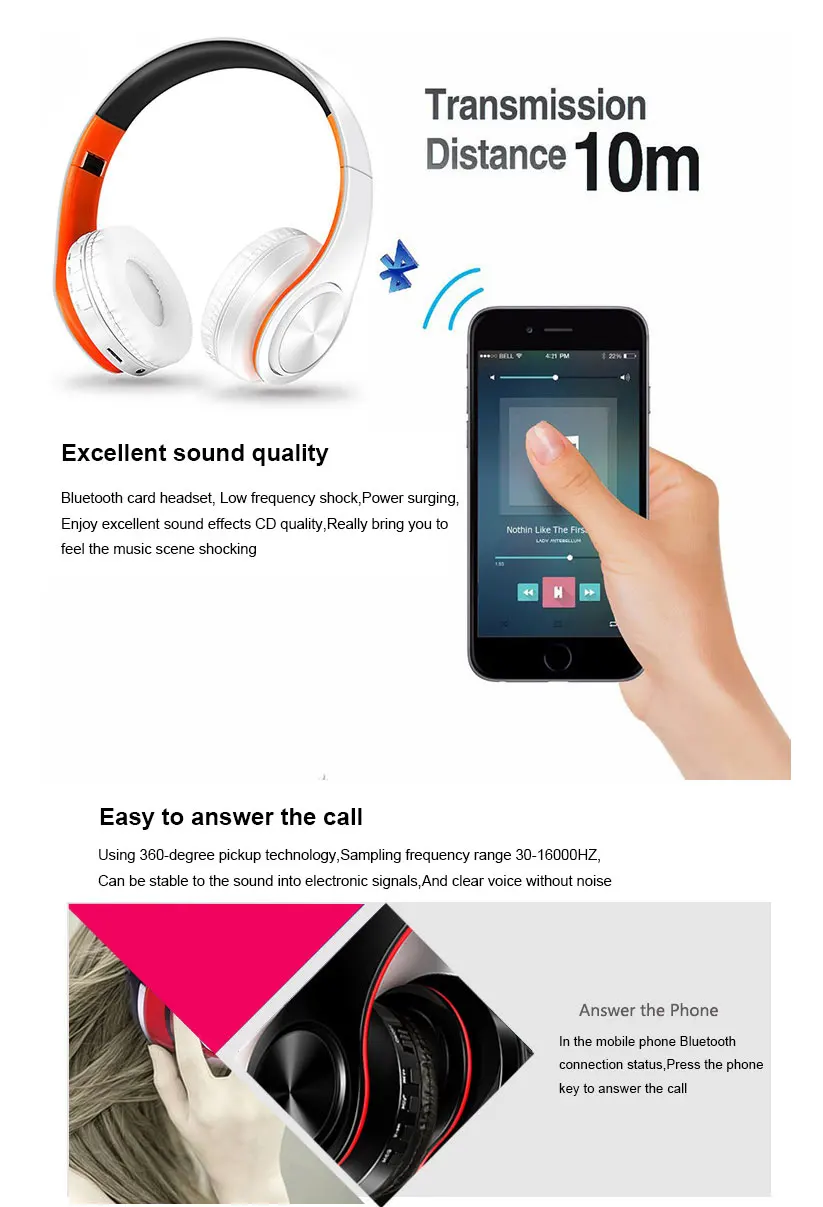 Складные беспроводные наушники Bluetooth гарнитура регулируемые стерео наушники с микрофоном TF карта MP3 play наушники для мобильного телефона