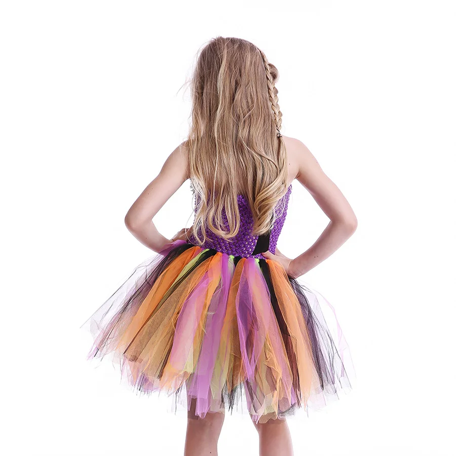 Платье-пачка ведьмы для девочек с маской Радужный стиль детские костюмы на