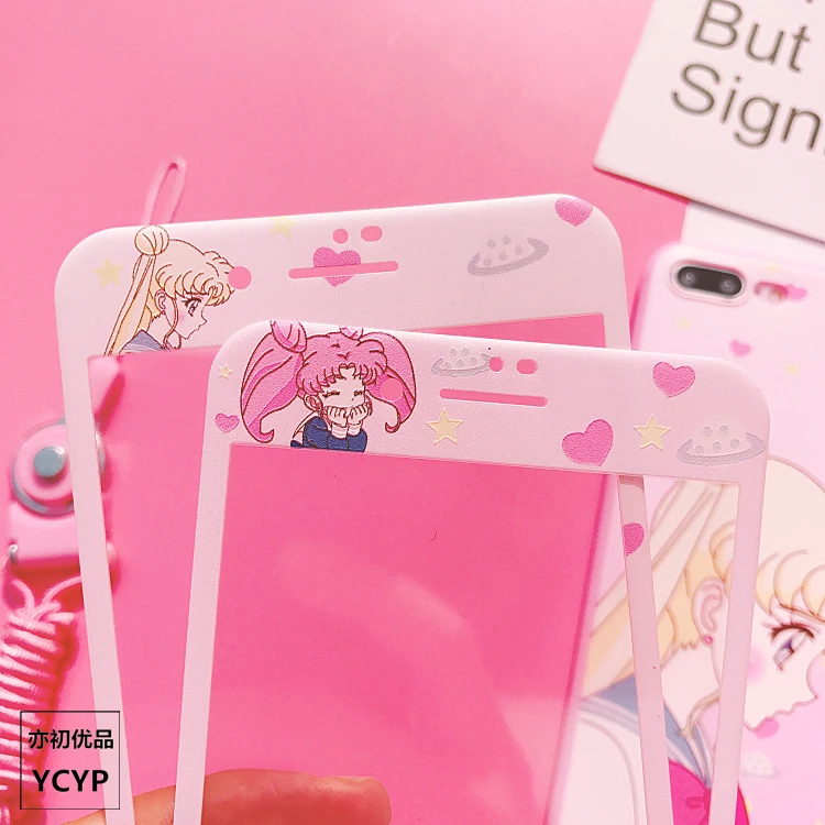 Чехол для iphone X Sailor Moon и пленка из закаленного стекла для iphone 7/8 plus 6 6s Мягкий силиконовый чехол для Xs Max cute girl+ ремешок