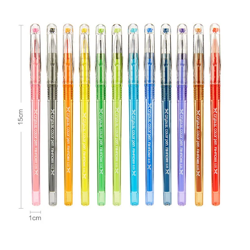 Marco 12 Pcs/set 0.35mm Cute Small Fresh Candy Color Diamond Gel Pen Creative Gift School Supplies Colored Pens | Канцтовары для