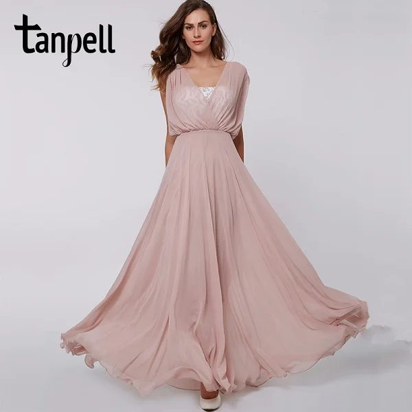 Tanpell, длинное платье для выпускного вечера с v-образным вырезом, сексуальное, розовое, без рукавов, кружевное, длина до пола, ТРАПЕЦИЕВИДНОЕ ПЛАТЬЕ, дешевые, женские, вечерние, формальные, вечерние, выпускные платья - Цвет: pink