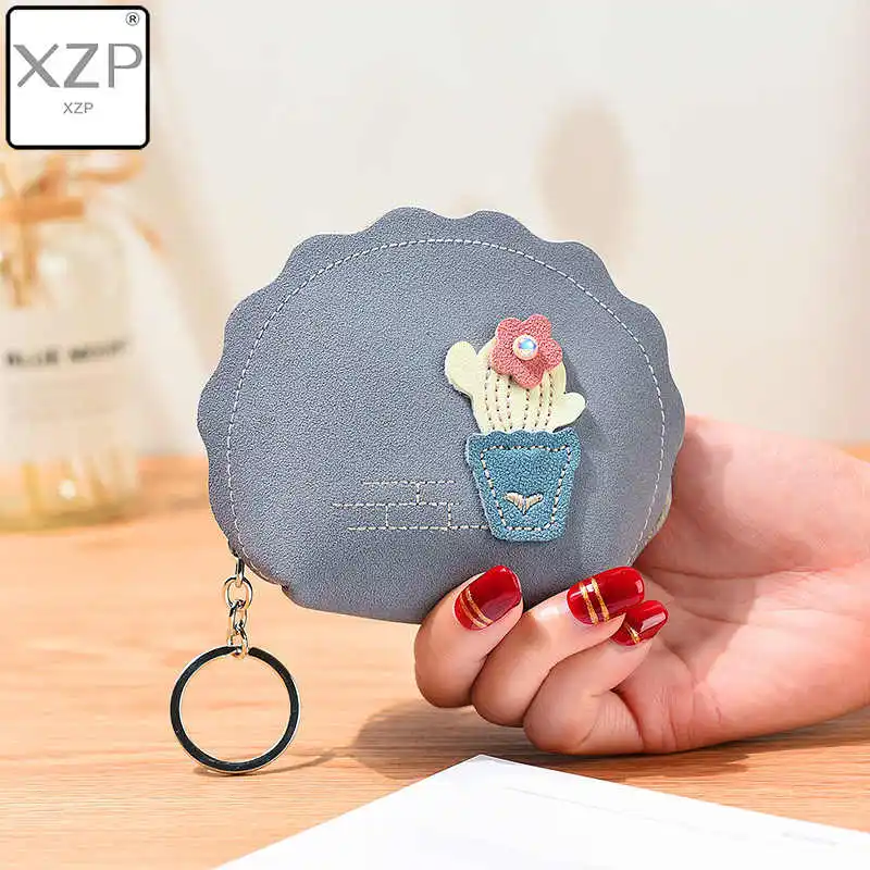 Серый XZP корейский милый кошелек для монет, детский маленький кошелек, сумка для денег для девочек, мини-чехол с цветком, матовый кошелек, чехол для ключей, держатель для карт, подарки для детей - Цвет: Серый