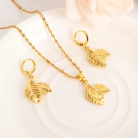 gold necklace earring set women party gift leaf sweater chainjewelry sets daily wear mother gift diy charms women girls jewelry